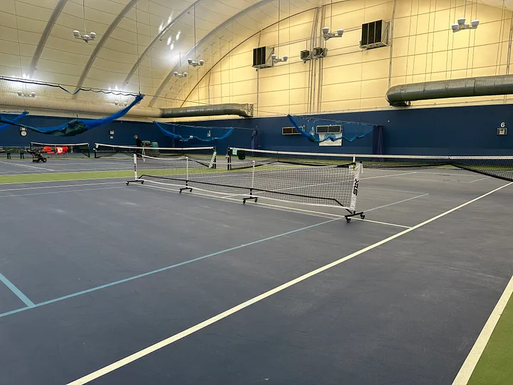 An example of APTC's blended courts, bookable with OpenGym
